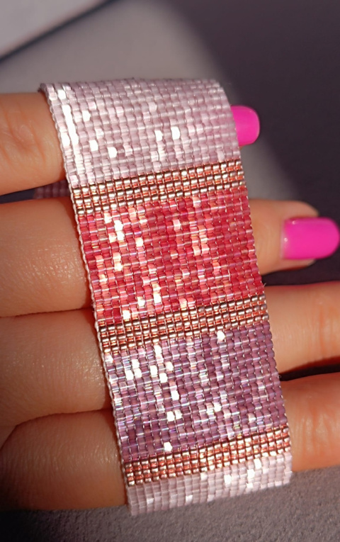 Szeroka bransoletka tkana z koralików Miyuki - Subtelle Sparkle Szeroka bransoletka tkana z koralików Miyuki - Subtelle Sparkle