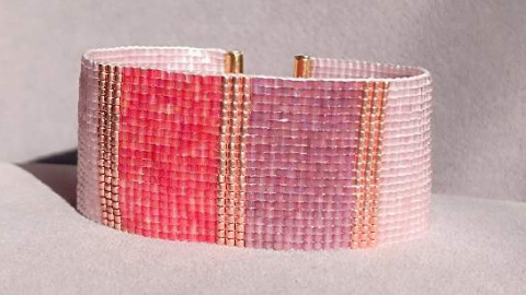 Szeroka bransoletka tkana z koralików Miyuki - Subtelle Sparkle Szeroka bransoletka tkana z koralików Miyuki - Subtelle Sparkle