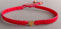 Bransoletka tkana na krośnie Heart - Kolor: Red
