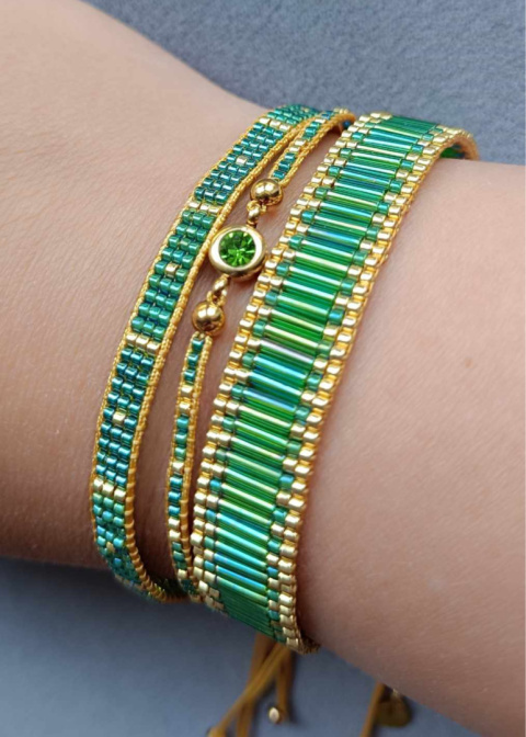 Zielony zestaw minimalistycznych bransoletek tkanych Miracle Verde Zielony zestaw minimalistycznych bransoletek tkanych Miracle Verde