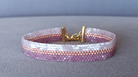 Różowa bransoletka tkana z koralików Subtelle Sparkle Różowa bransoletka tkana z koralików Subtelle Sparkle
