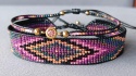 Różowa bransoletka tkana z koralików Magenta Dream Black
