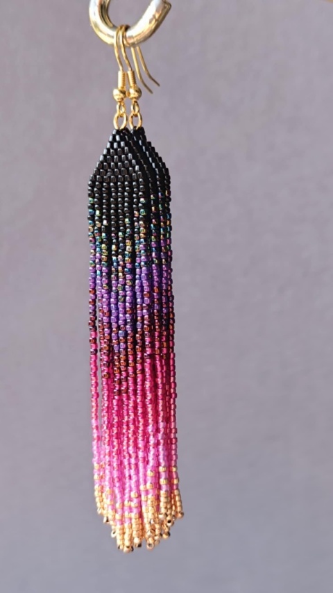 Długie, różowe kolczyki Boho - Magenta Dream Black Długie, różowe kolczyki Boho - Magenta Dream Black
