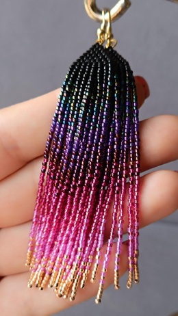 Długie, różowe kolczyki Boho - Magenta Dream Black